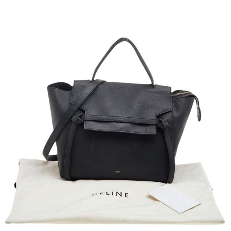 Pre Owned Celine Black Leather Mini  Belt Top Handle Bag