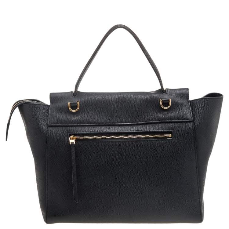Pre Owned Celine Black Leather Mini  Belt Top Handle Bag