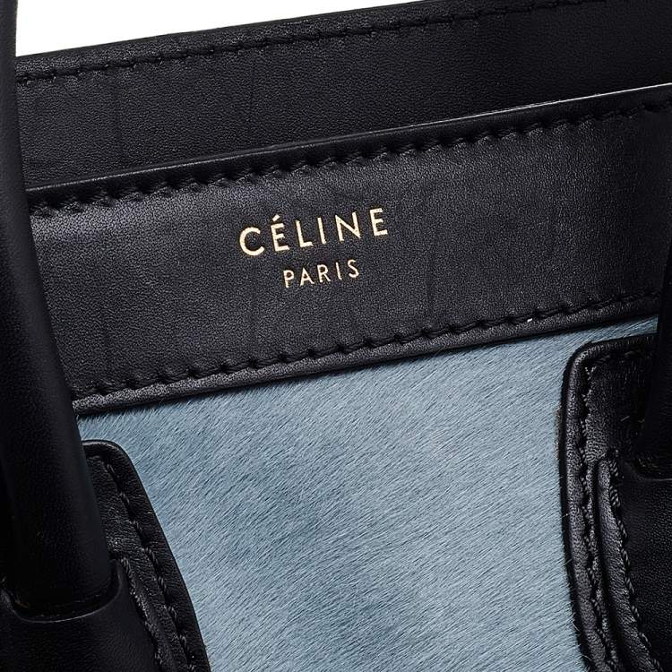 Pre Owned Celine Tricolor Calf Hair and Leather Nano Luggage Tote