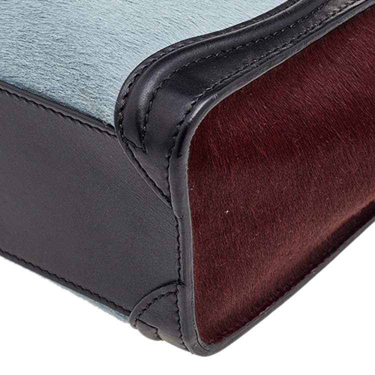 Pre Owned Celine Tricolor Calf Hair and Leather Nano Luggage Tote