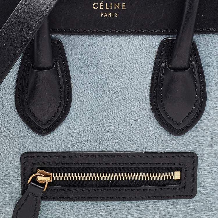 Pre Owned Celine Tricolor Calf Hair and Leather Nano Luggage Tote