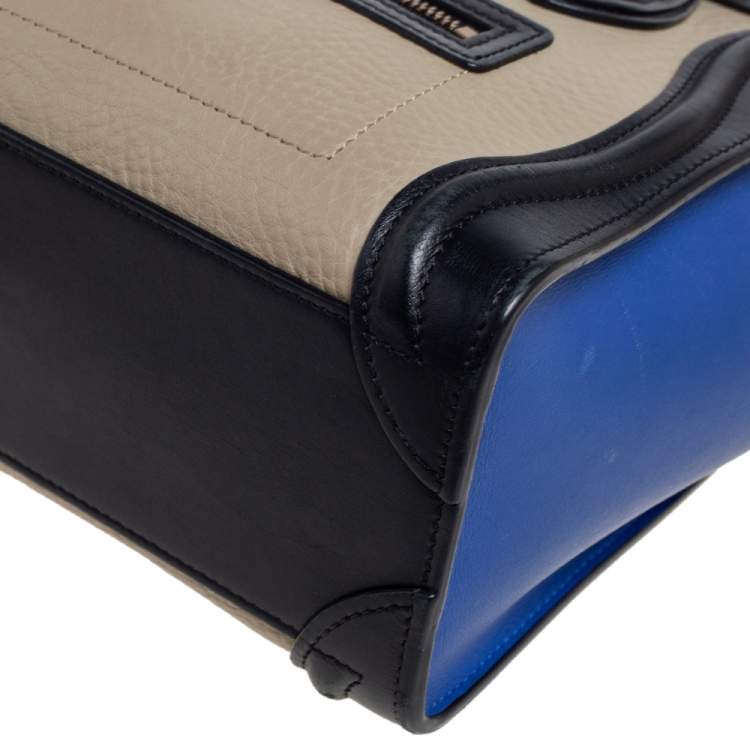 Pre Owned Céline Tri Color Leather Nano Luggage Tote