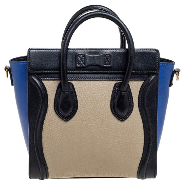 Pre Owned Céline Tri Color Leather Nano Luggage Tote