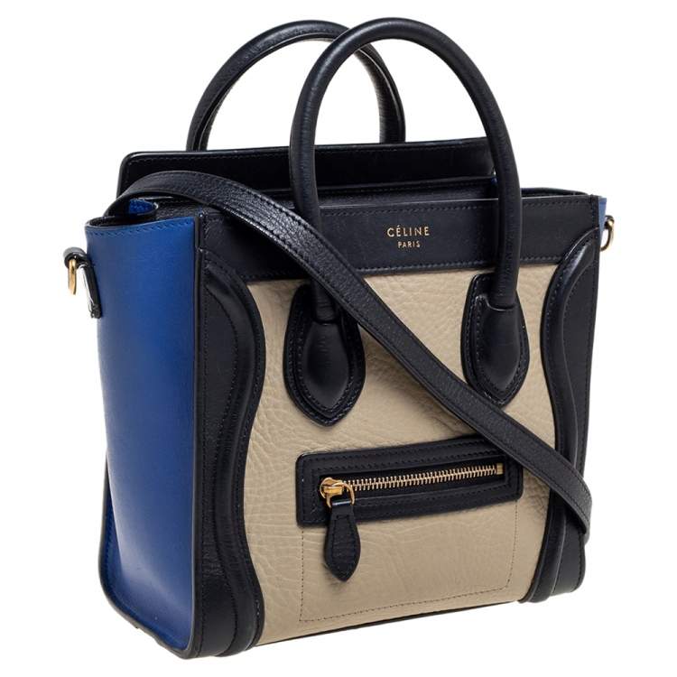 Pre Owned Céline Tri Color Leather Nano Luggage Tote