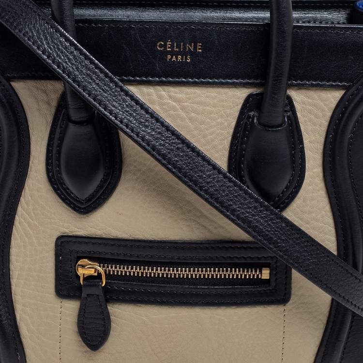 Pre Owned Céline Tri Color Leather Nano Luggage Tote