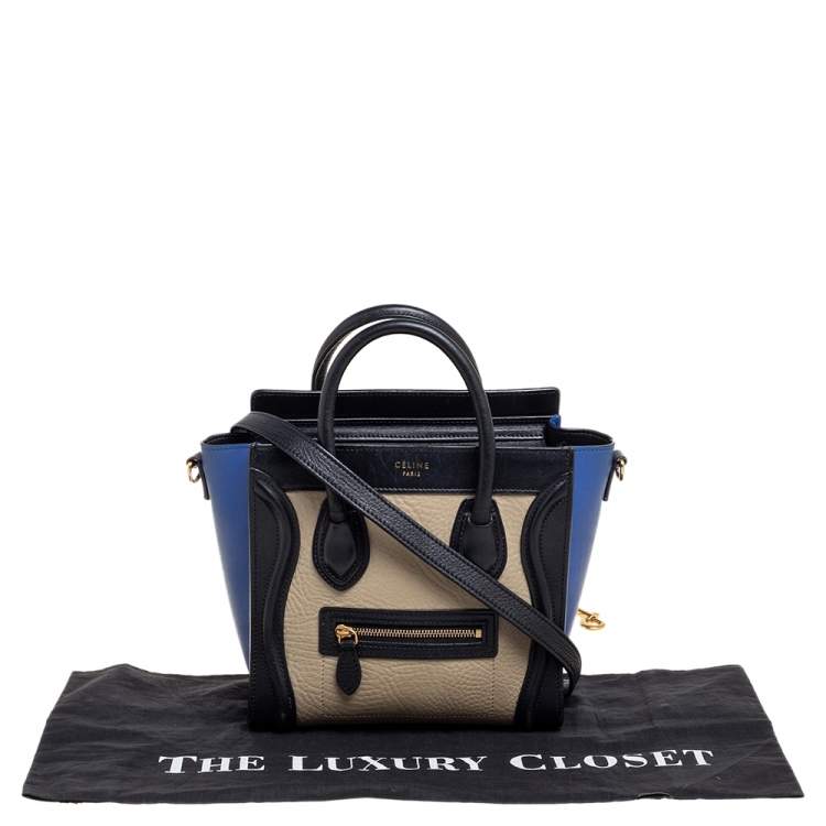 Pre Owned Céline Tri Color Leather Nano Luggage Tote