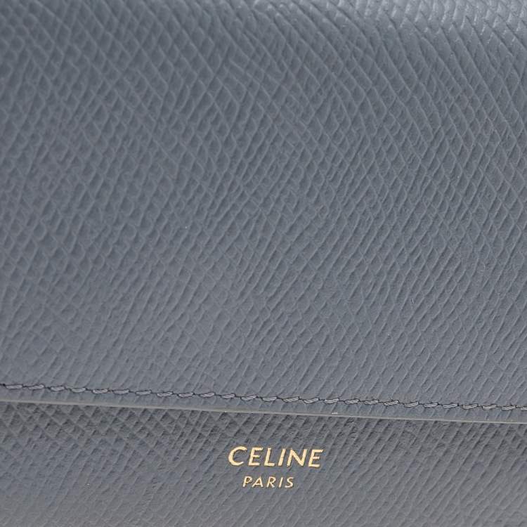 Pre Owned Celine Grey Grained Leather Small Trifold Wallet