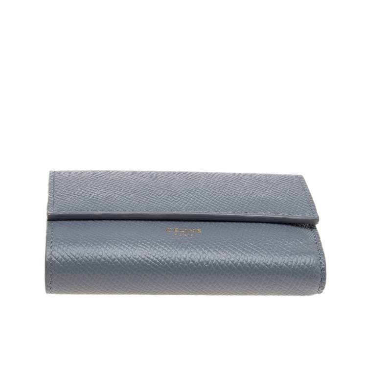 Pre Owned Celine Grey Grained Leather Small Trifold Wallet