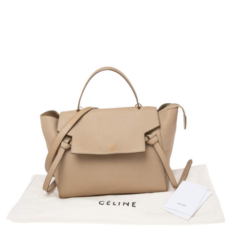 Pre Owned Celine Beige Leather Mini Belt Top Handle Bag