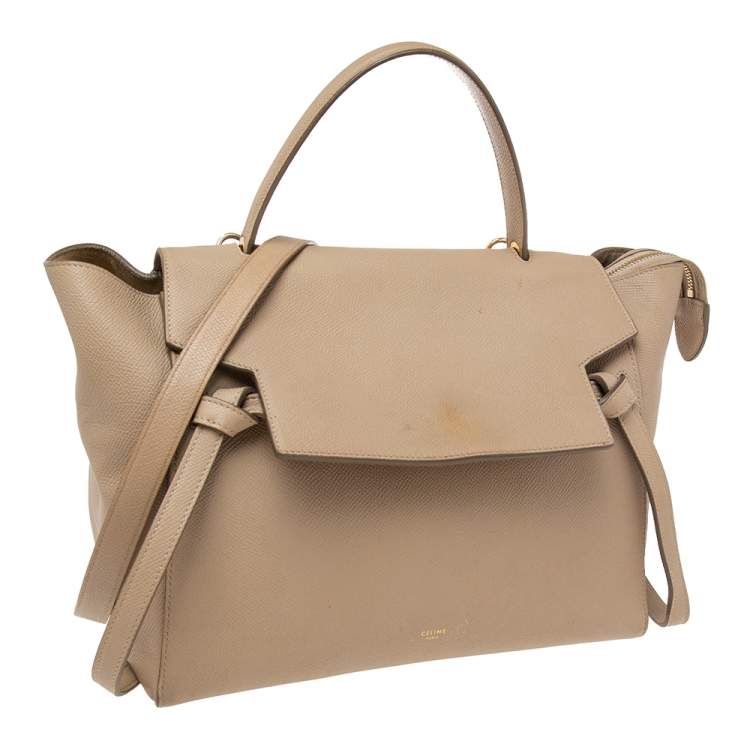 Pre Owned Celine Beige Leather Mini Belt Top Handle Bag