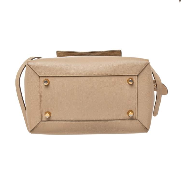Pre Owned Celine Beige Leather Mini Belt Top Handle Bag