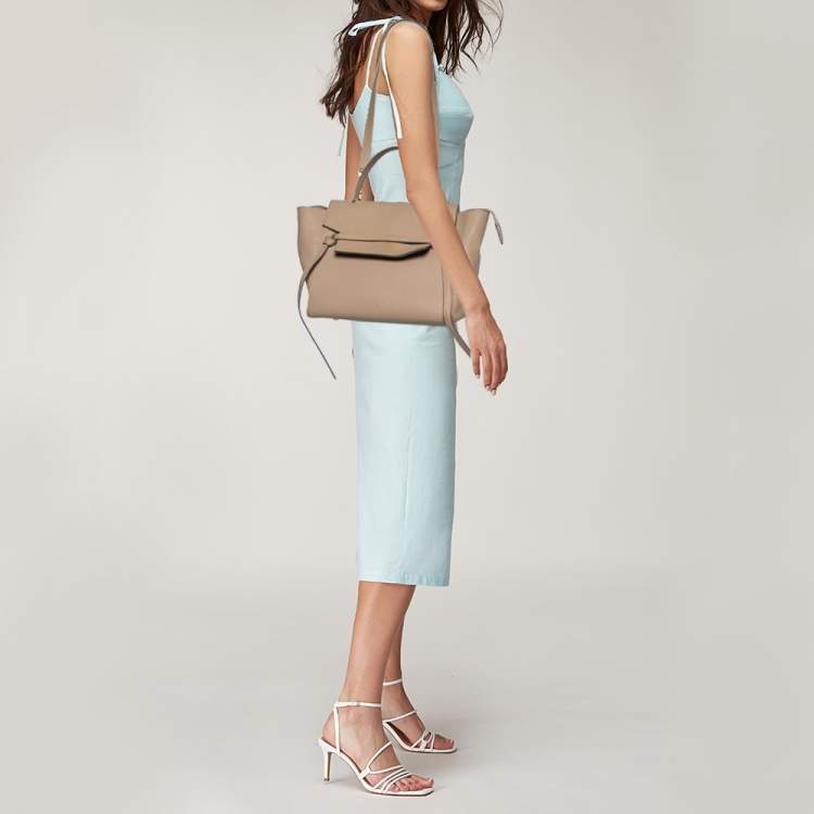 Pre Owned Celine Beige Leather Mini Belt Top Handle Bag
