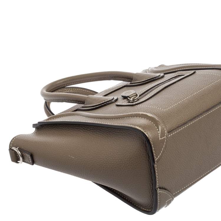 Pre Owned Celine Grey Leather Nano Luggage Tote