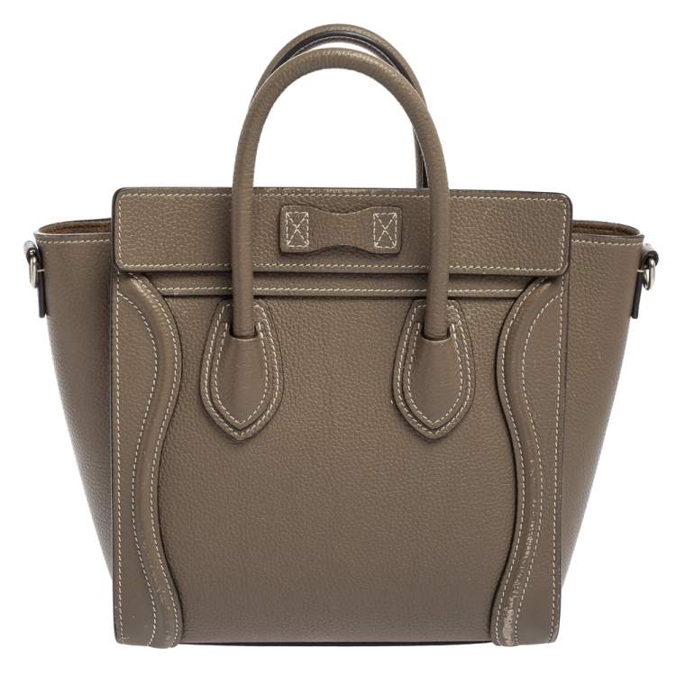 Pre Owned Celine Grey Leather Nano Luggage Tote