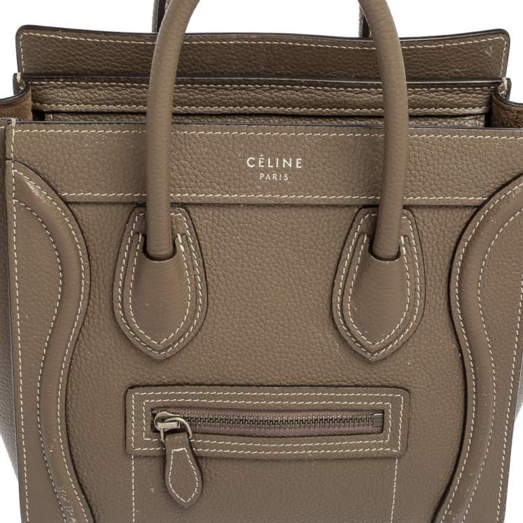 Pre Owned Celine Grey Leather Nano Luggage Tote