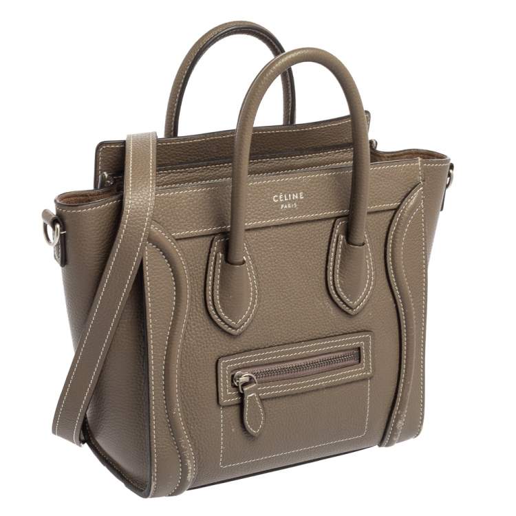Pre Owned Celine Grey Leather Nano Luggage Tote