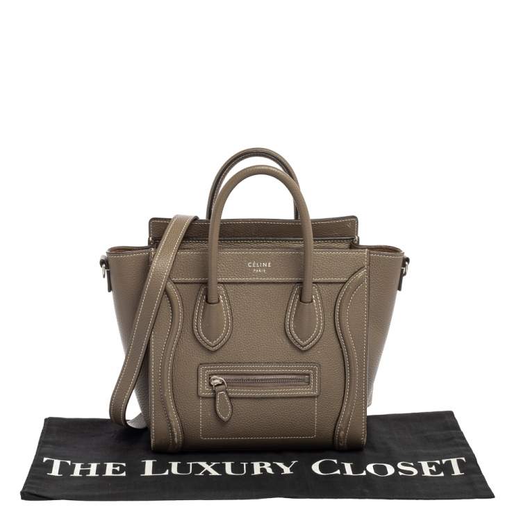 Pre Owned Celine Grey Leather Nano Luggage Tote