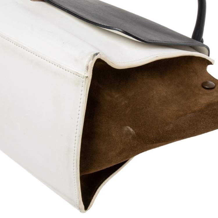 Pre Owned Celine Tri Color Leather and Suede Medium Trapeze Top Handle Bag