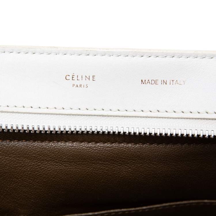Pre Owned Celine Tri Color Leather and Suede Medium Trapeze Top Handle Bag