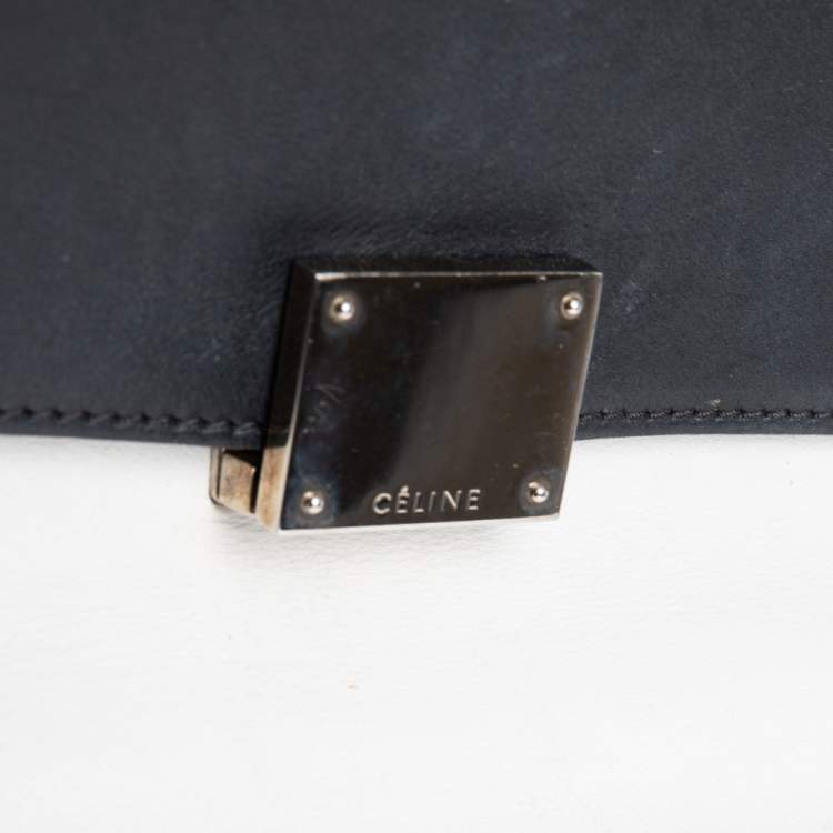 Pre Owned Celine Tri Color Leather and Suede Medium Trapeze Top Handle Bag