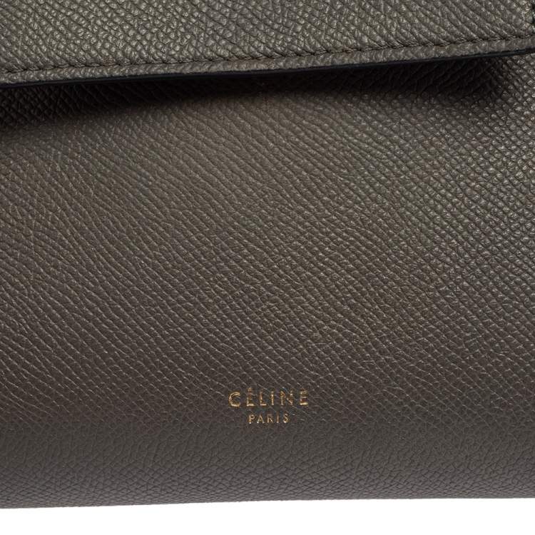 Pre Owned Celine Grey Grained Leather Nano Belt Top Handle Bag