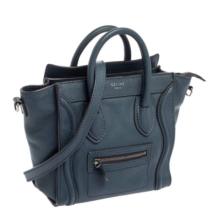Pre Owned Céline Blue Leather Nano Luggage Tote