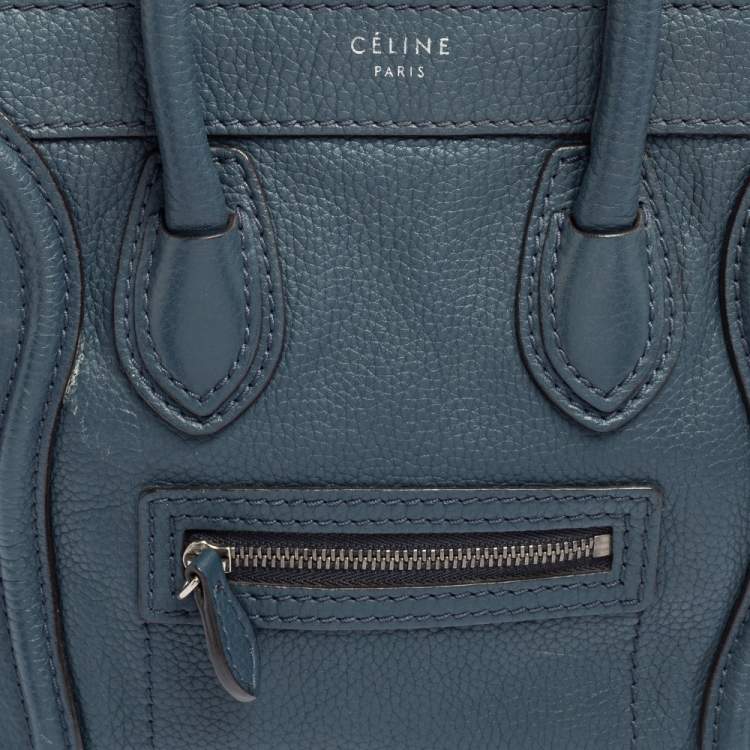 Pre Owned Céline Blue Leather Nano Luggage Tote