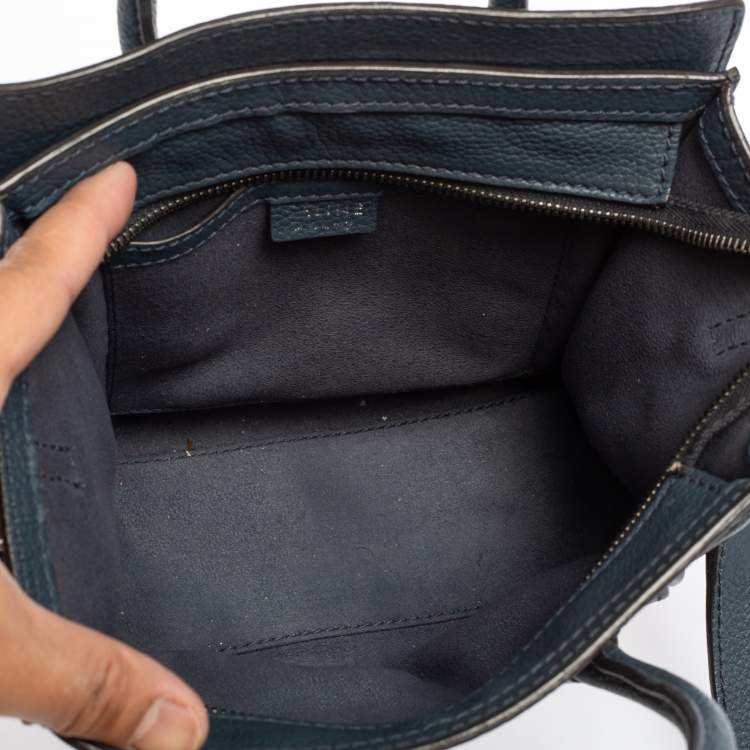 Pre Owned Céline Blue Leather Nano Luggage Tote