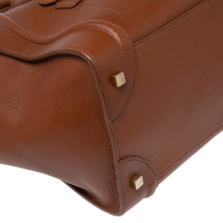 Pre Owned Celine Brown Leather Mini Luggage Tote