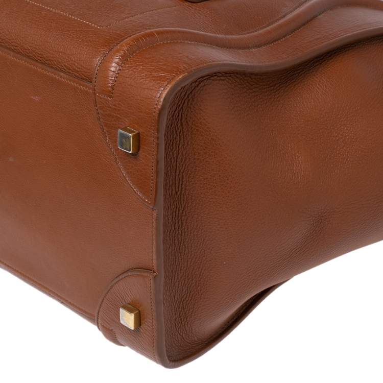 Pre Owned Celine Brown Leather Mini Luggage Tote