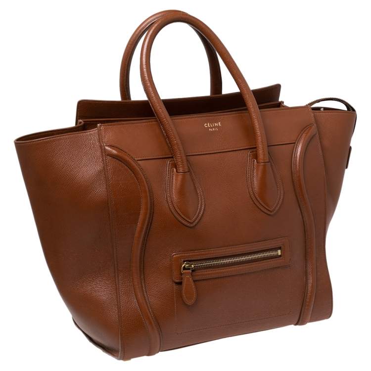 Pre Owned Celine Brown Leather Mini Luggage Tote