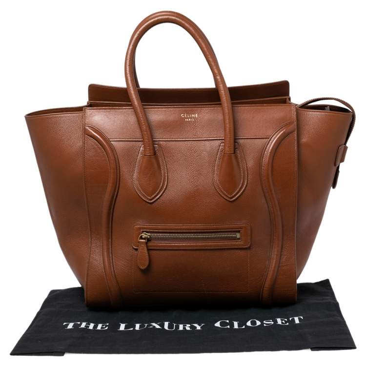 Pre Owned Celine Brown Leather Mini Luggage Tote