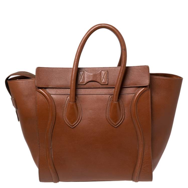 Pre Owned Celine Brown Leather Mini Luggage Tote