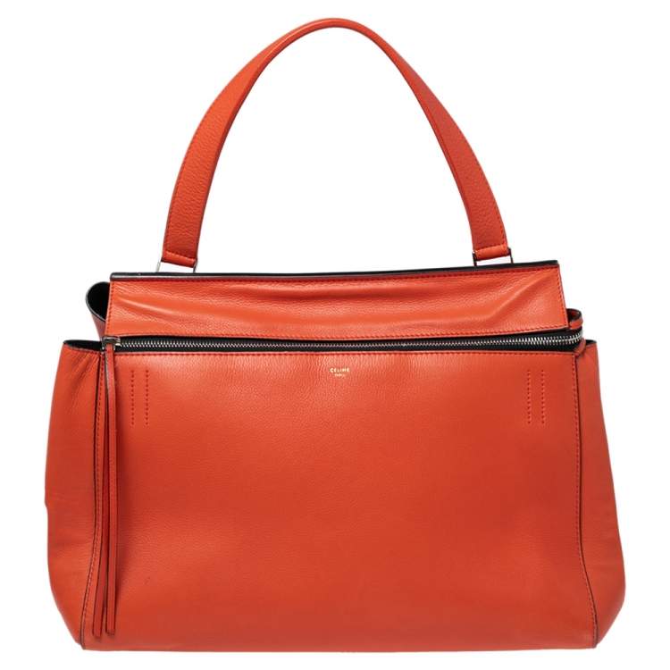 مملوكة مسبقًا Celine Orange Leather Large Edge Top Handle Bag