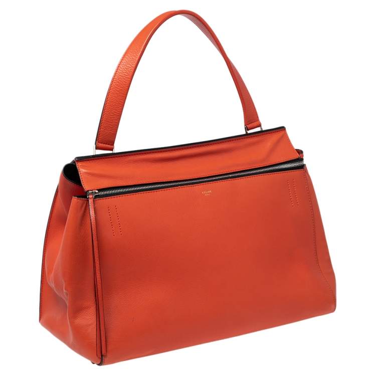 مملوكة مسبقًا Celine Orange Leather Large Edge Top Handle Bag