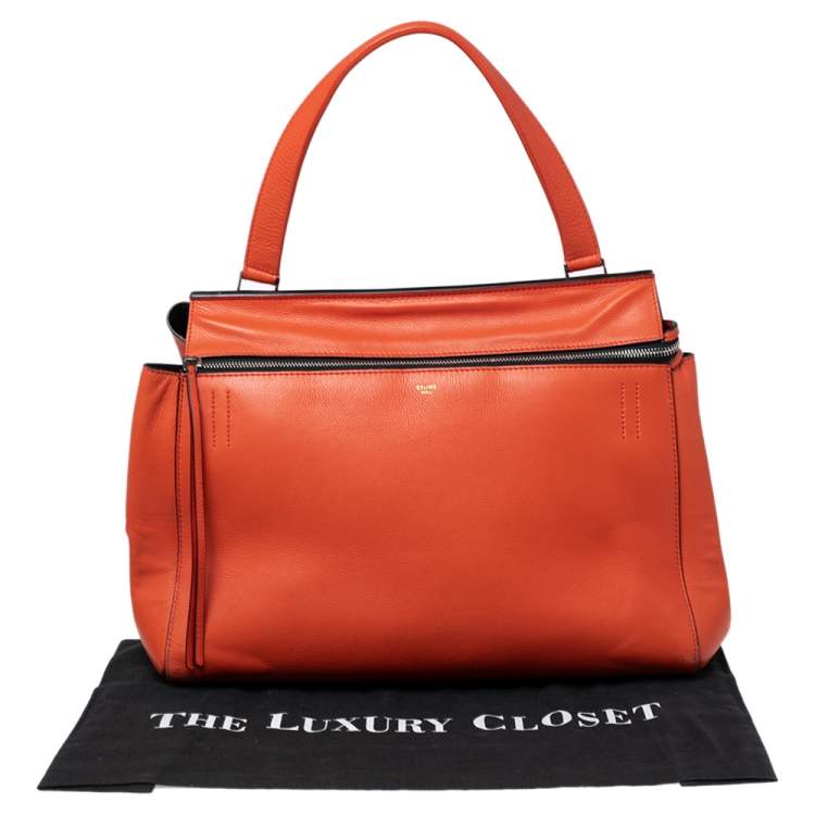 مملوكة مسبقًا Celine Orange Leather Large Edge Top Handle Bag