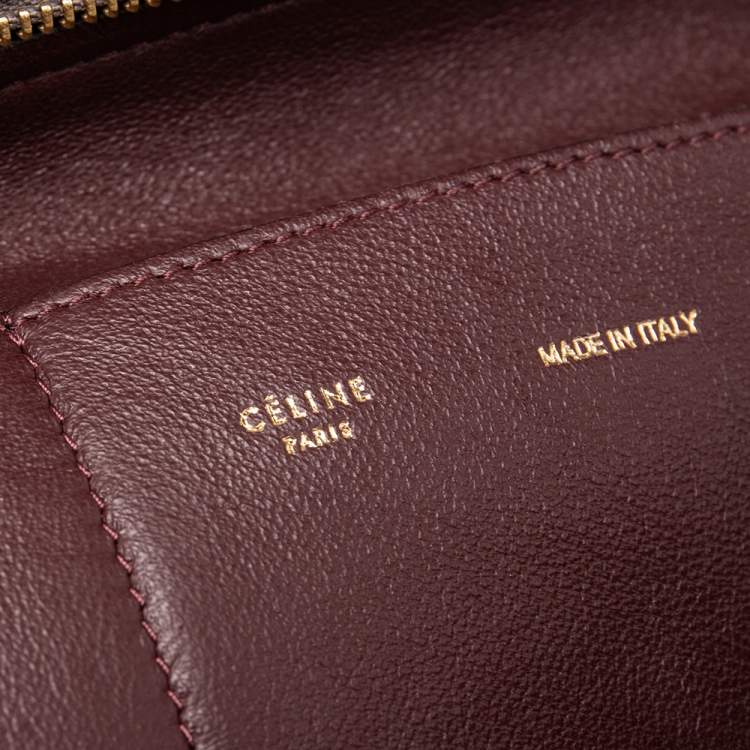Pre Owned Celine Burgundy/Grey Python and Suede Medium Trapeze Top Handle Bag