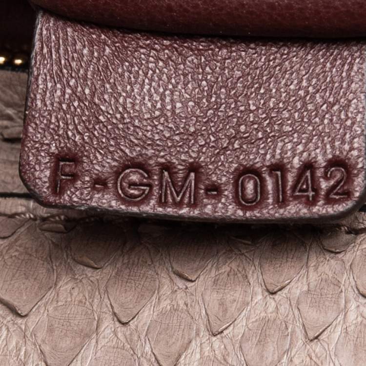 Pre Owned Celine Burgundy/Grey Python and Suede Medium Trapeze Top Handle Bag