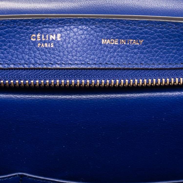 Pre Owned Celine Blue Suede and Leather Small Trapeze Bag
