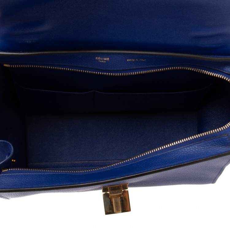 Pre Owned Celine Blue Suede and Leather Small Trapeze Bag
