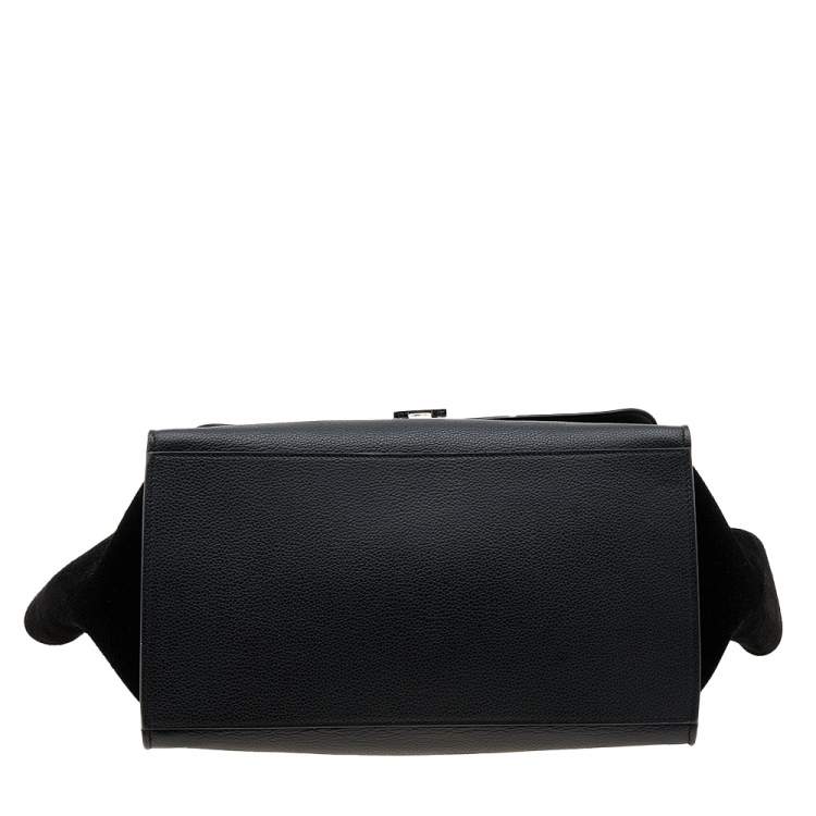 Pre Owned Celine Black Leather and Suede Large Trapeze Top Handle Bag