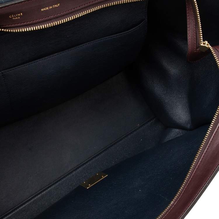 Pre Owned Celine Tri-Color Leather And Suede Large Trapeze Top Handle Bag