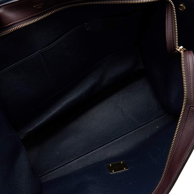 Pre Owned Celine Tri-Color Leather And Suede Large Trapeze Top Handle Bag