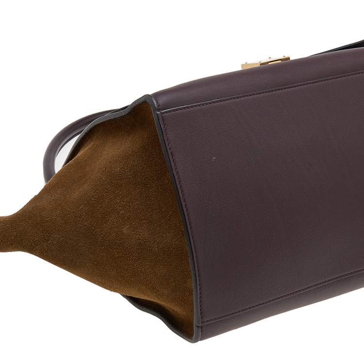 Pre Owned Celine Tri-Color Leather And Suede Large Trapeze Top Handle Bag