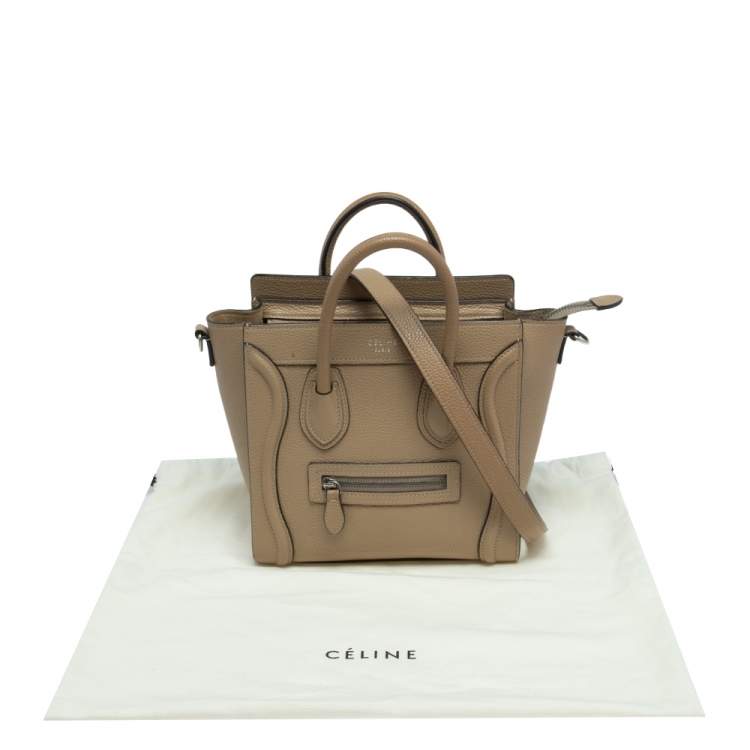 Pre Owned Celine Beige Leather Nano Luggage Tote