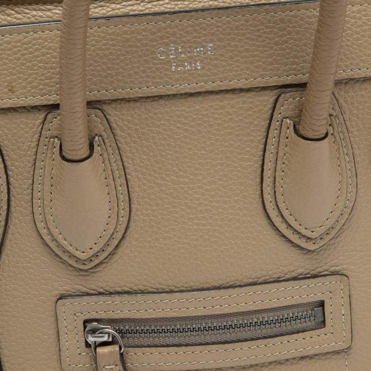 Pre Owned Celine Beige Leather Nano Luggage Tote