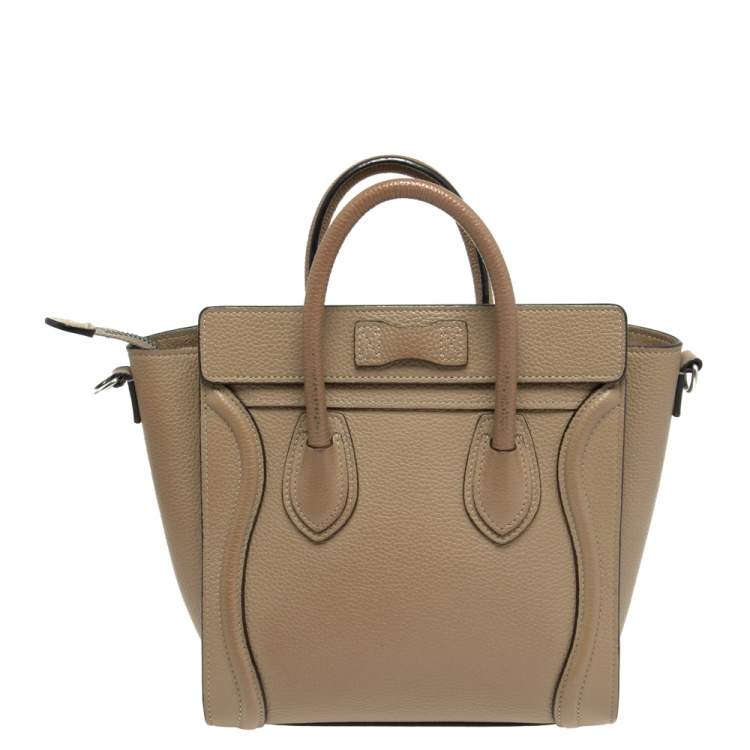Pre Owned Celine Beige Leather Nano Luggage Tote