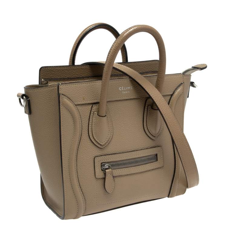 Pre Owned Celine Beige Leather Nano Luggage Tote
