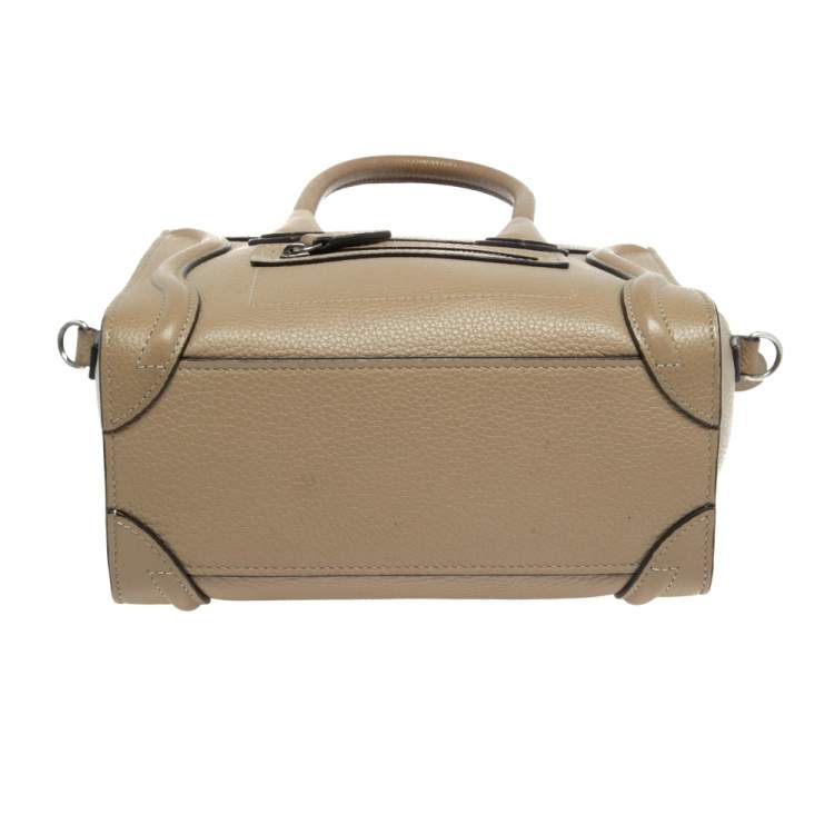 Pre Owned Celine Beige Leather Nano Luggage Tote