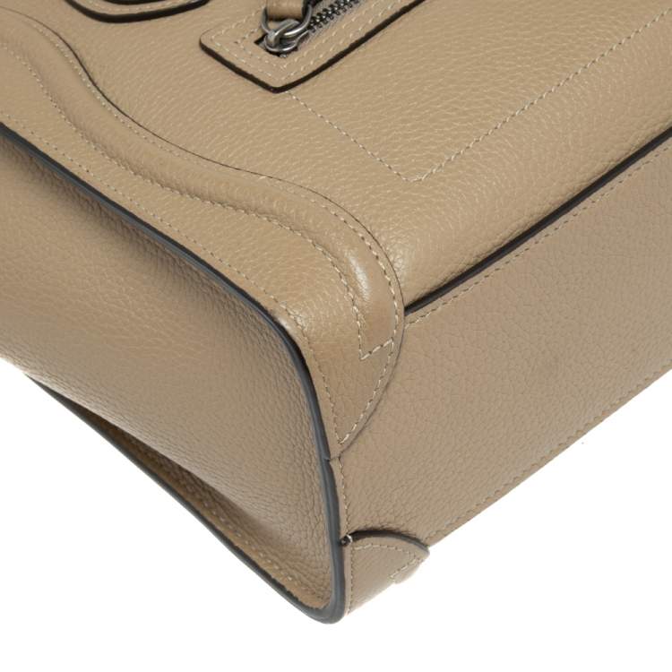 Pre Owned Celine Beige Leather Nano Luggage Tote